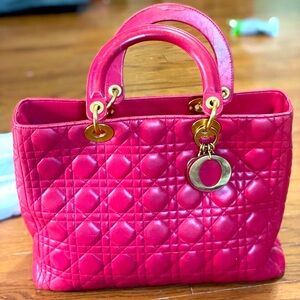 Pre loved Lady Dior Christian Dior Red lamb skin bag